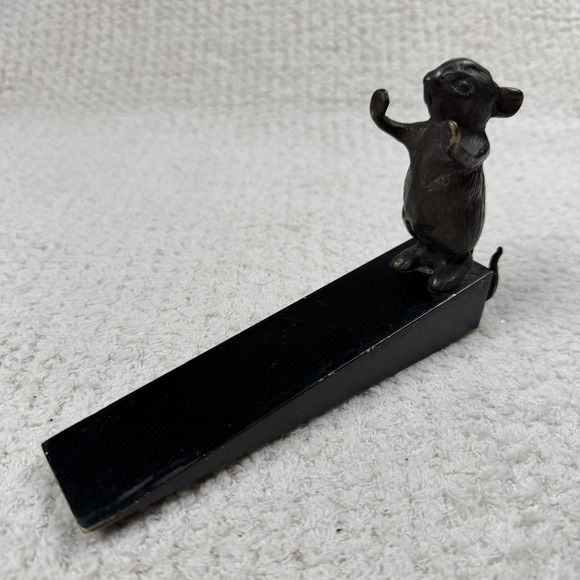 Other - Vintage Cast Metal Mouse Doorstop Standing Figurine Black Wedge Heavy Duty Decor